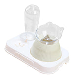Maxbell Tilted Cat Food Bowl Pet Feeder Waterer Food Feeding Dog Bowl Drink Fountain Gray White