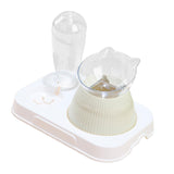 Maxbell Tilted Cat Food Bowl Pet Feeder Waterer Food Feeding Dog Bowl Drink Fountain Gray White