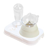 Maxbell Tilted Cat Food Bowl Pet Feeder Waterer Food Feeding Dog Bowl Drink Fountain Gray White