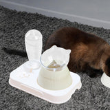 Maxbell Tilted Cat Food Bowl Pet Feeder Waterer Food Feeding Dog Bowl Drink Fountain Gray White