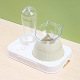 Maxbell Tilted Cat Food Bowl Pet Feeder Waterer Food Feeding Dog Bowl Drink Fountain Gray White