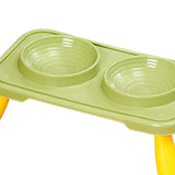Maxbell Double Dog Bowls Food and Water Bowls Pet Feeder Cat Food Bowls for Dogs Green Yellow