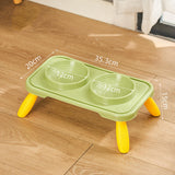 Maxbell Double Dog Bowls Food and Water Bowls Pet Feeder Cat Food Bowls for Dogs Green Yellow