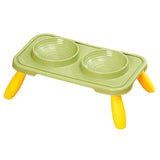 Maxbell Double Dog Bowls Food and Water Bowls Pet Feeder Cat Food Bowls for Dogs Green Yellow