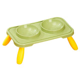 Maxbell Double Dog Bowls Food and Water Bowls Pet Feeder Cat Food Bowls for Dogs Green Yellow