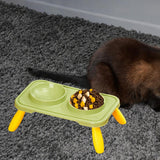 Maxbell Double Dog Bowls Food and Water Bowls Pet Feeder Cat Food Bowls for Dogs Green Yellow