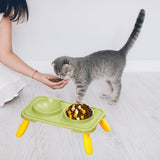 Maxbell Double Dog Bowls Food and Water Bowls Pet Feeder Cat Food Bowls for Dogs Green Yellow