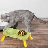 Maxbell Double Dog Bowls Food and Water Bowls Pet Feeder Cat Food Bowls for Dogs Green Yellow