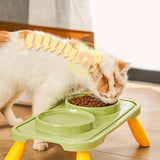 Maxbell Double Dog Bowls Food and Water Bowls Pet Feeder Cat Food Bowls for Dogs Green Yellow