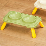 Maxbell Double Dog Bowls Food and Water Bowls Pet Feeder Cat Food Bowls for Dogs Green Yellow