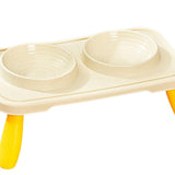 Maxbell Double Dog Bowls Food and Water Bowls Pet Feeder Cat Food Bowls for Dogs Beige Yellow