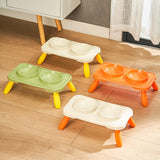 Maxbell Double Dog Bowls Food and Water Bowls Pet Feeder Cat Food Bowls for Dogs Beige Yellow