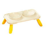 Maxbell Double Dog Bowls Food and Water Bowls Pet Feeder Cat Food Bowls for Dogs Beige Yellow