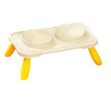 Maxbell Double Dog Bowls Food and Water Bowls Pet Feeder Cat Food Bowls for Dogs Beige Yellow