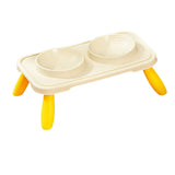 Maxbell Double Dog Bowls Food and Water Bowls Pet Feeder Cat Food Bowls for Dogs Beige Yellow