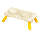 Maxbell Double Dog Bowls Food and Water Bowls Pet Feeder Cat Food Bowls for Dogs Beige Yellow