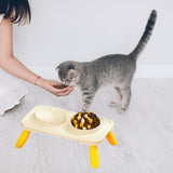 Maxbell Double Dog Bowls Food and Water Bowls Pet Feeder Cat Food Bowls for Dogs Beige Yellow
