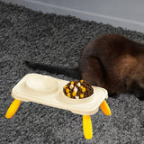 Maxbell Double Dog Bowls Food and Water Bowls Pet Feeder Cat Food Bowls for Dogs Beige Yellow