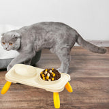 Maxbell Double Dog Bowls Food and Water Bowls Pet Feeder Cat Food Bowls for Dogs Beige Yellow