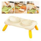 Maxbell Double Dog Bowls Food and Water Bowls Pet Feeder Cat Food Bowls for Dogs Beige Yellow
