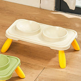 Maxbell Double Dog Bowls Food and Water Bowls Pet Feeder Cat Food Bowls for Dogs Beige Yellow