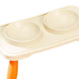 Maxbell Double Dog Bowls Food and Water Bowls Pet Feeder Cat Food Bowls for Dogs Beige Orange