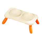 Maxbell Double Dog Bowls Food and Water Bowls Pet Feeder Cat Food Bowls for Dogs Beige Orange
