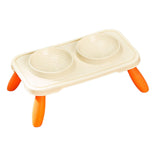 Maxbell Double Dog Bowls Food and Water Bowls Pet Feeder Cat Food Bowls for Dogs Beige Orange