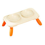 Maxbell Double Dog Bowls Food and Water Bowls Pet Feeder Cat Food Bowls for Dogs Beige Orange