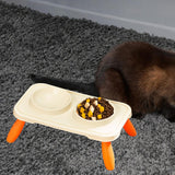 Maxbell Double Dog Bowls Food and Water Bowls Pet Feeder Cat Food Bowls for Dogs Beige Orange