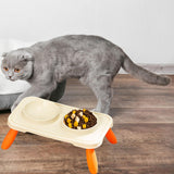 Maxbell Double Dog Bowls Food and Water Bowls Pet Feeder Cat Food Bowls for Dogs Beige Orange