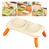 Maxbell Double Dog Bowls Food and Water Bowls Pet Feeder Cat Food Bowls for Dogs Beige Orange