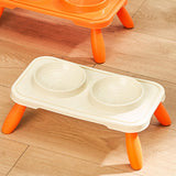 Maxbell Double Dog Bowls Food and Water Bowls Pet Feeder Cat Food Bowls for Dogs Beige Orange