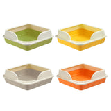 Maxbell Heightening Semi Closed Cat Litter Box Potty Toilet Anti Splashing Portable Yellow