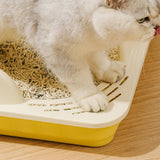 Maxbell Heightening Semi Closed Cat Litter Box Potty Toilet Anti Splashing Portable Yellow