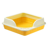Maxbell Heightening Semi Closed Cat Litter Box Potty Toilet Anti Splashing Portable Yellow