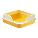 Maxbell Heightening Semi Closed Cat Litter Box Potty Toilet Anti Splashing Portable Yellow