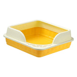 Maxbell Heightening Semi Closed Cat Litter Box Potty Toilet Anti Splashing Portable Yellow