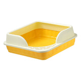 Maxbell Heightening Semi Closed Cat Litter Box Potty Toilet Anti Splashing Portable Yellow
