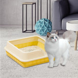 Maxbell Heightening Semi Closed Cat Litter Box Potty Toilet Anti Splashing Portable Yellow