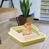 Maxbell Heightening Semi Closed Cat Litter Box Potty Toilet Anti Splashing Portable Green