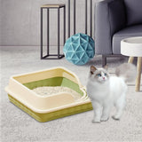 Maxbell Heightening Semi Closed Cat Litter Box Potty Toilet Anti Splashing Portable Green