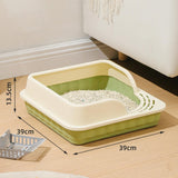 Maxbell Heightening Semi Closed Cat Litter Box Potty Toilet Anti Splashing Portable Green