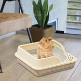 Maxbell Heightening Semi Closed Cat Litter Box Potty Toilet Anti Splashing Portable Gray