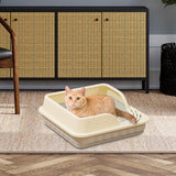 Maxbell Heightening Semi Closed Cat Litter Box Potty Toilet Anti Splashing Portable Gray