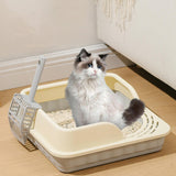 Maxbell Heightening Semi Closed Cat Litter Box Potty Toilet Anti Splashing Portable Gray