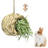 Maxbell Hanging Straw Cage Bed Hideaway Hut Rabbit Grass House for Hedgehog Bunny