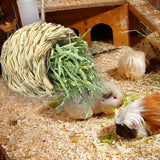 Maxbell Hanging Straw Cage Bed Hideaway Hut Rabbit Grass House for Hedgehog Bunny