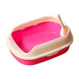 Maxbell Cat Litter Box Kitten Toilet Pet Litter Tray Bedpan Cat Litter Container Pink