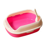 Maxbell Cat Litter Box Kitten Toilet Pet Litter Tray Bedpan Cat Litter Container Pink